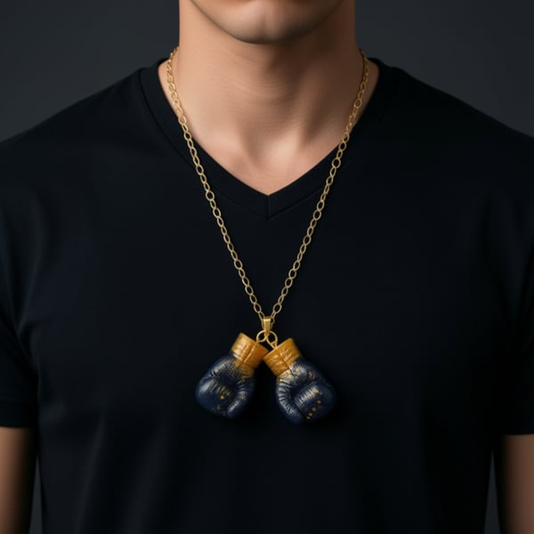 Golden gloves boxing pendant necklace 