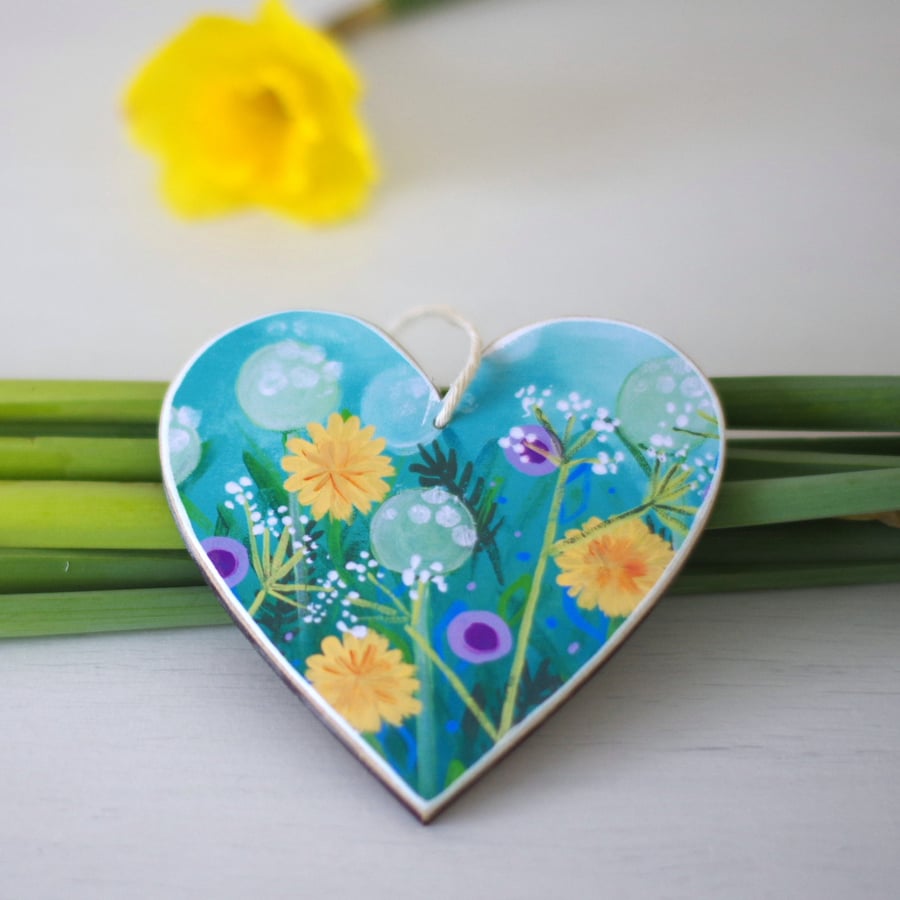 Turquoise Floral Hanging Decoration, Heart Decoration for Mother's Day & Easter 