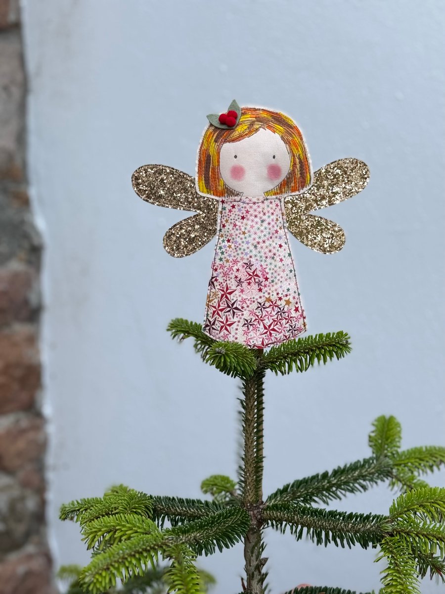 Embroidered Tree Top Fairy Decoration