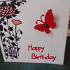 Red butterfly birthday card