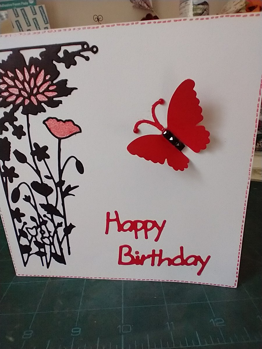 Red butterfly birthday card