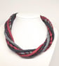 The Wrapped Twist: felted cord necklace, red and greys - Image 3