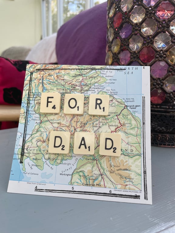 For Dad British map and scrabble Father's day or birthday card