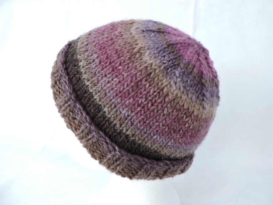 Adults Beanie Hat Purple Lilac Oatmeal Taupe Raspberry Pink