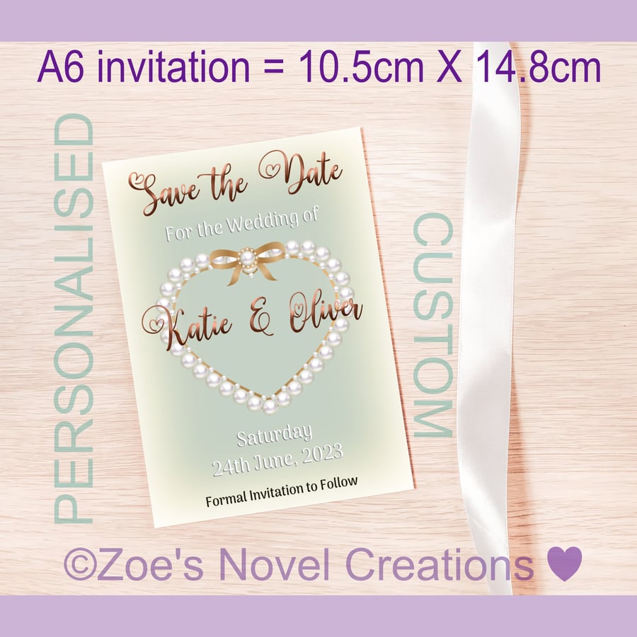 Save the Date Wedding Invitation Card (flat A6 card)