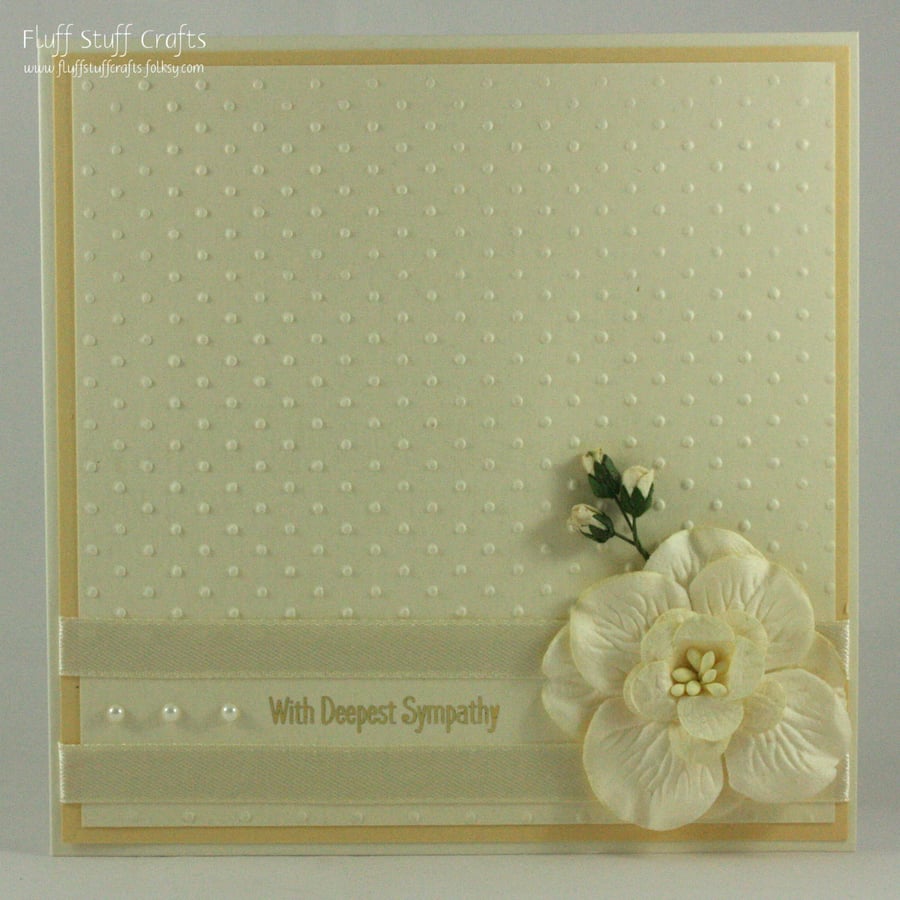 Handmade cream embossed sympathy card