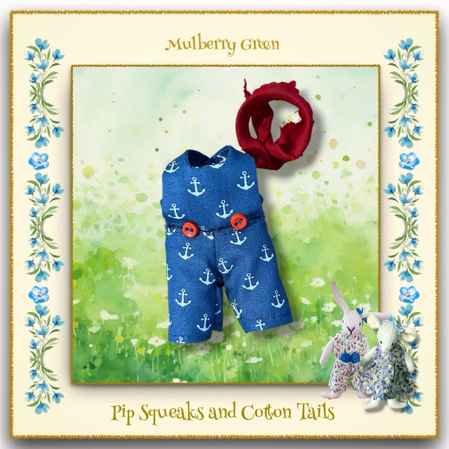 Anchors Awaigh Dungarees to fit the Pip Squeaks and Cotton Tails 