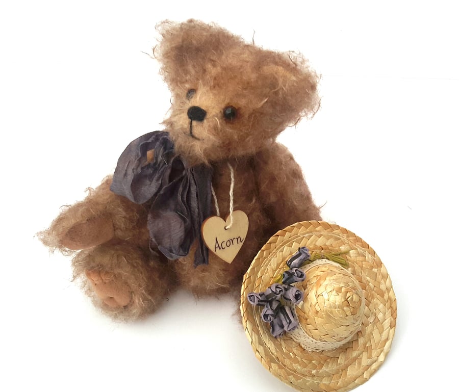 Acorn, Artist Bear, 8" Tall Bespoke Mohair Bear, OOAK Collectable Teddy Bear