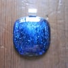 Handmade dichroic glass cabochon pendant or ring - Prussian Blue Shimmer