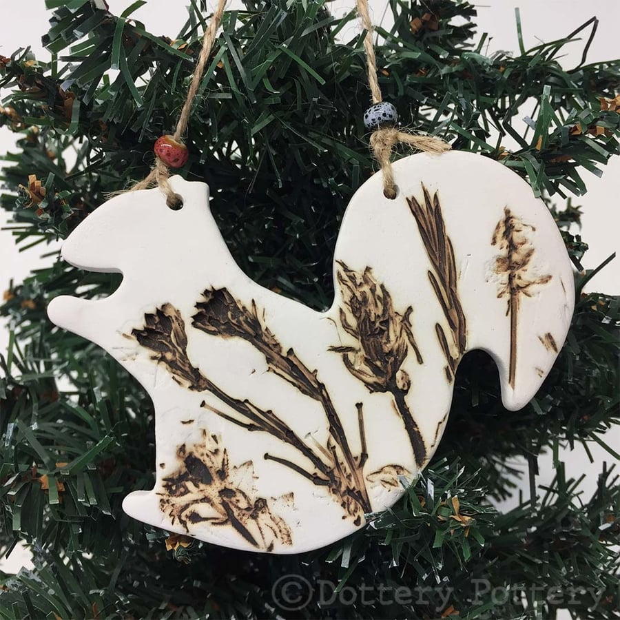 Ceramic natural squirrel decoration Pottery squirrel woodland creature