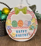 Pottery Easter Egg decoration flower and egg basket
