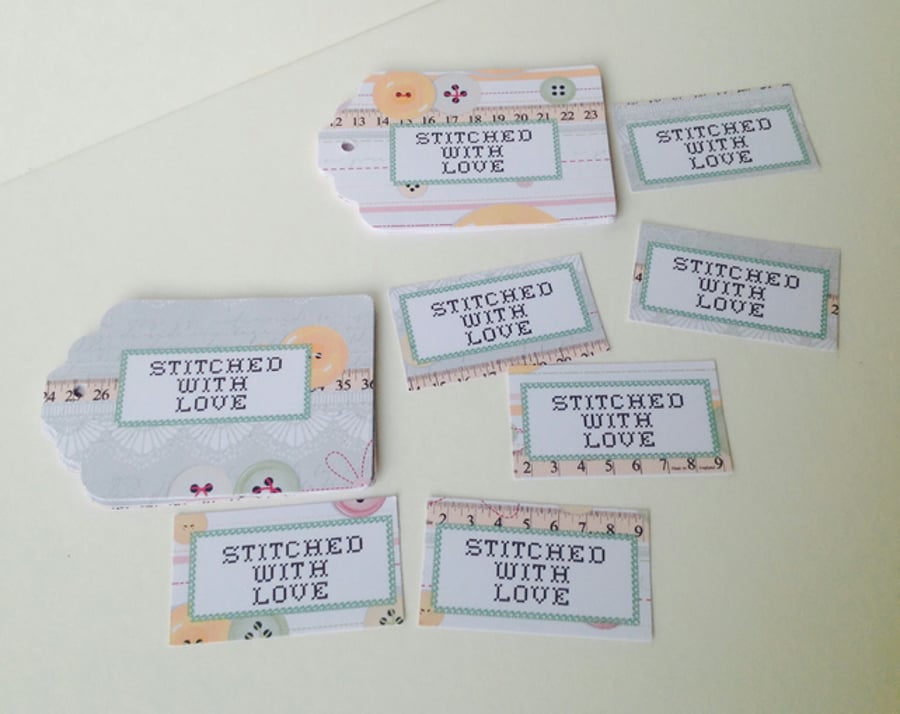 Message Tags,Label Style Swing Tags,’Stitched with Love’30pk of Tags
