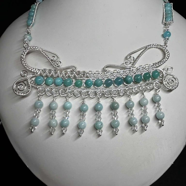 Amazonite Fusion Wire Wrapped Necklace