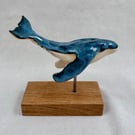 Ceramic Humpback Whale Sculpture, Small Ocean Animal Ornament, Bathroom Shelf