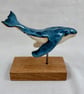 Ceramic Humpback Whale Sculpture, Small Ocean Animal Ornament, Bathroom Shelf