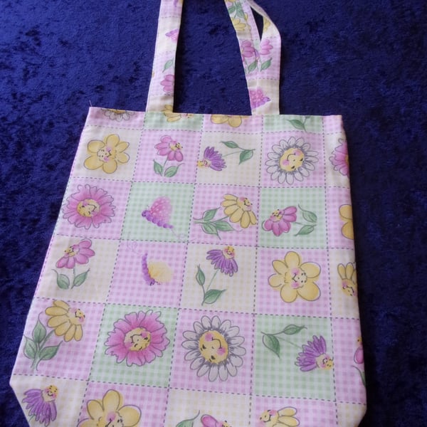 Gingham Style Squares Fabric Bag