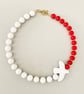Handmade Red & White Stone Statement Necklace