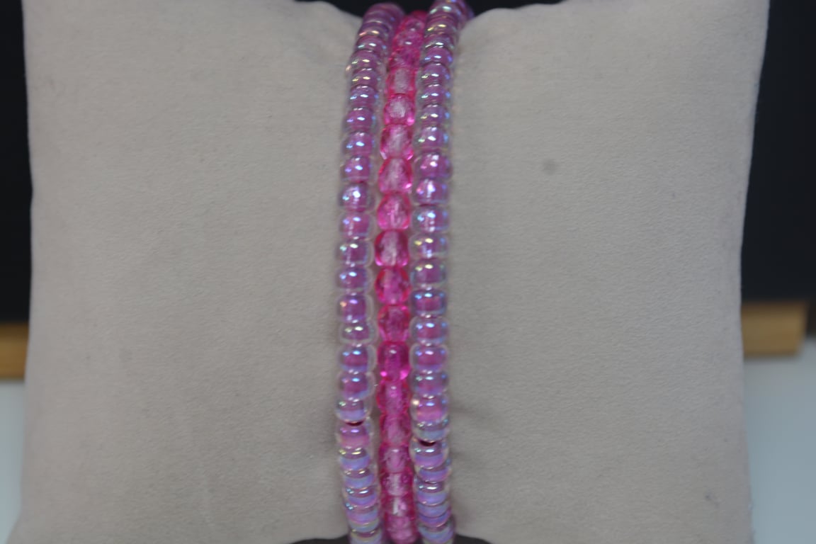 Pink and purple Memory wire bracelet