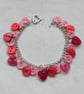 Pink and red button bracelet with heart toggle clasp  - Image 4