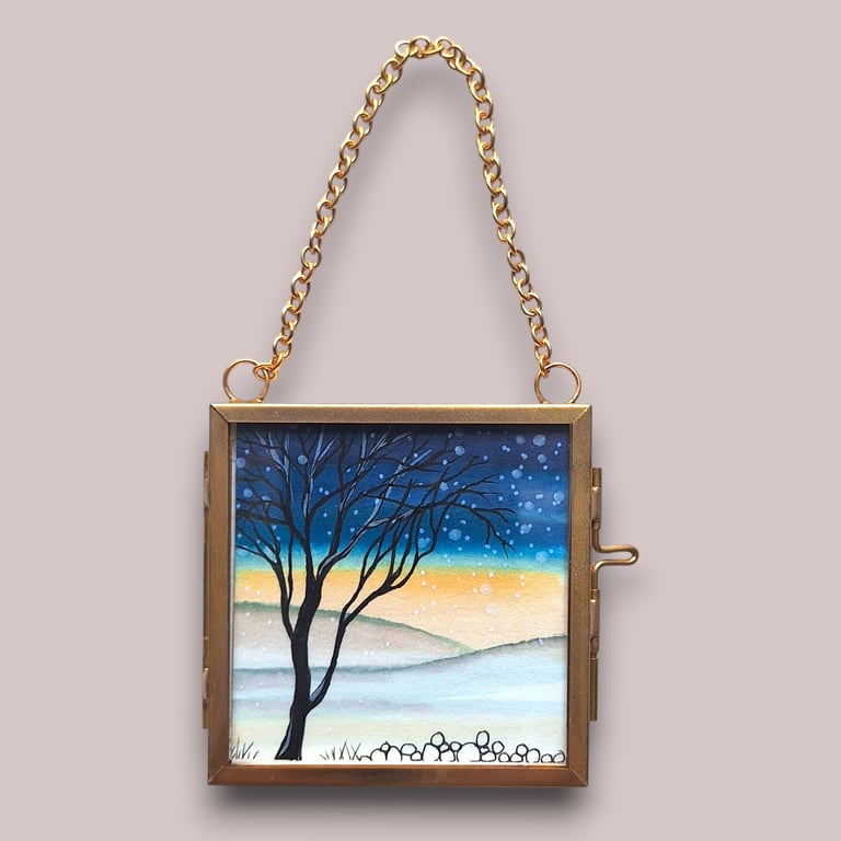 Tiny Hanging Framed Original Painting