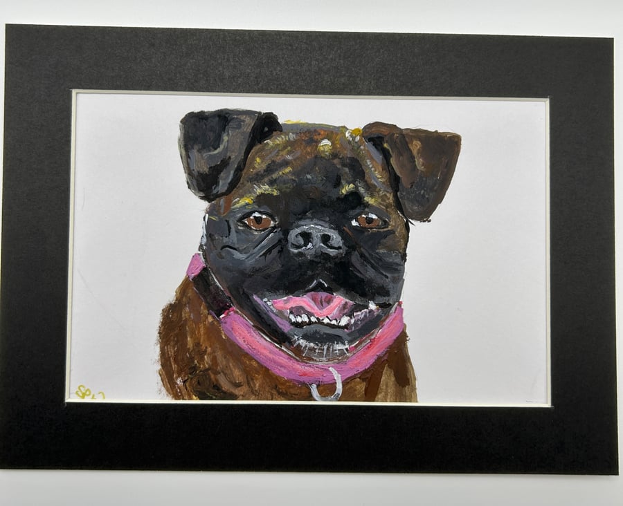 Pug portrait. Original painting 5x7" 