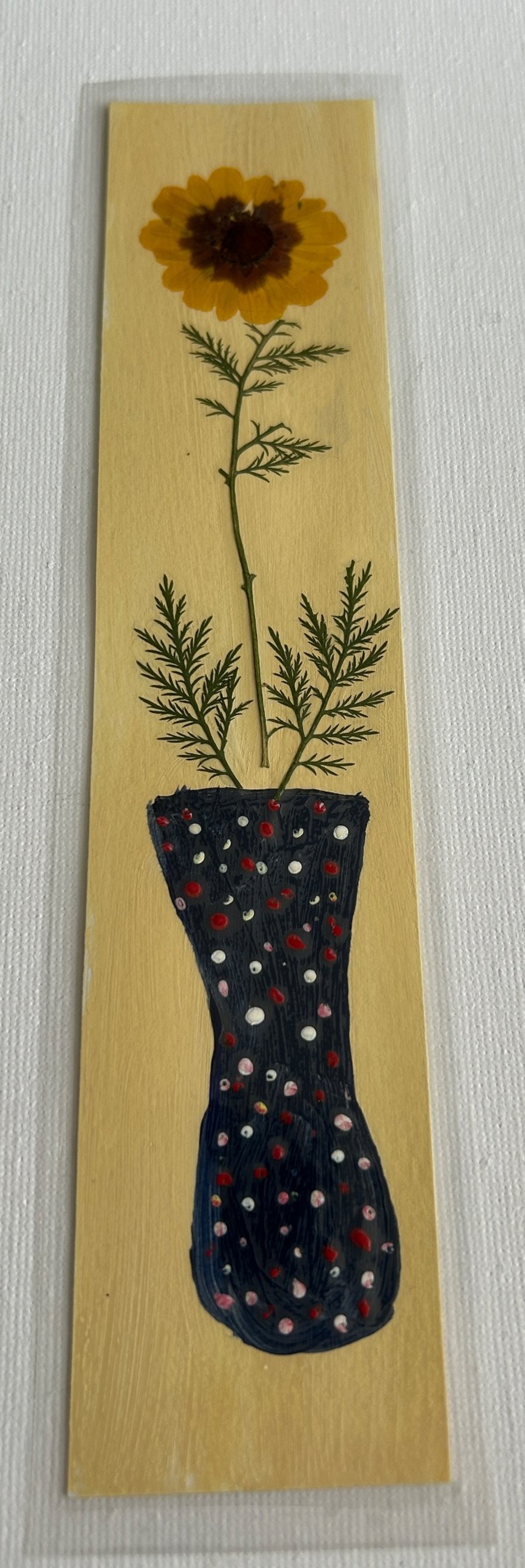 Handmade bookmark. Double sided, original artwork .floral design 