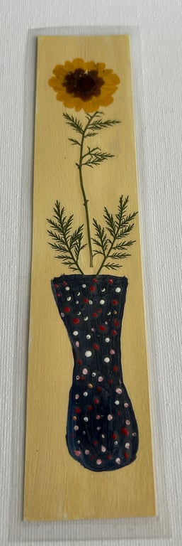 Handmade bookmark. Double sided, original artwork .floral design 