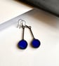 Royal blue stained glass circular statement dangle earrings, Mother's Day gift - Image 2