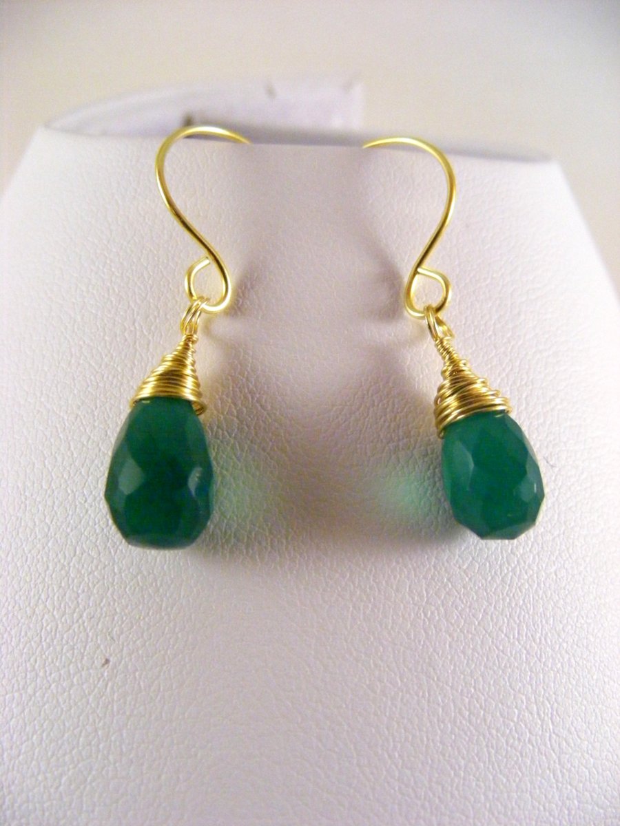 Green Onyx Gemstone Drop Earrings