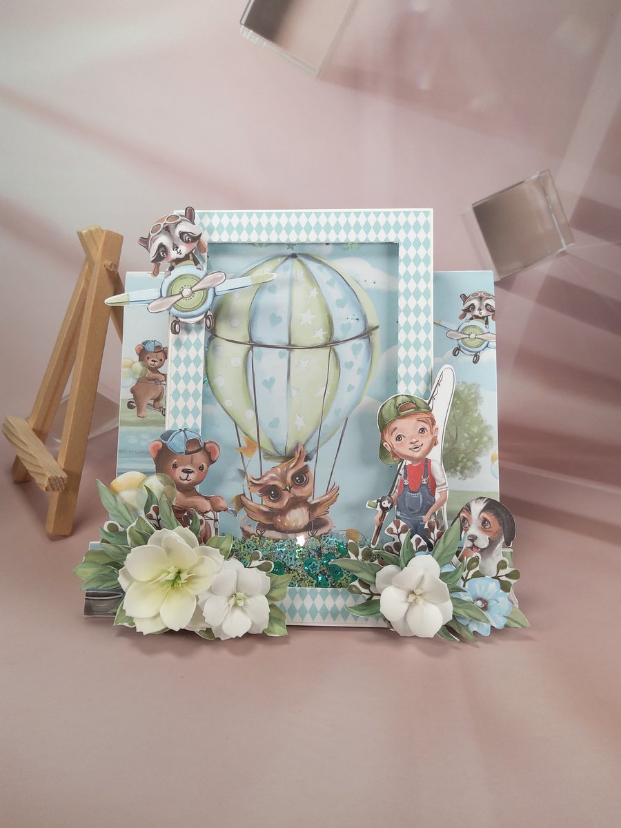 Handmade Easel Card with Shaker (83) - Children's Card