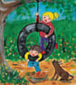 The Tire Swing original painting. Children at play - Image 4