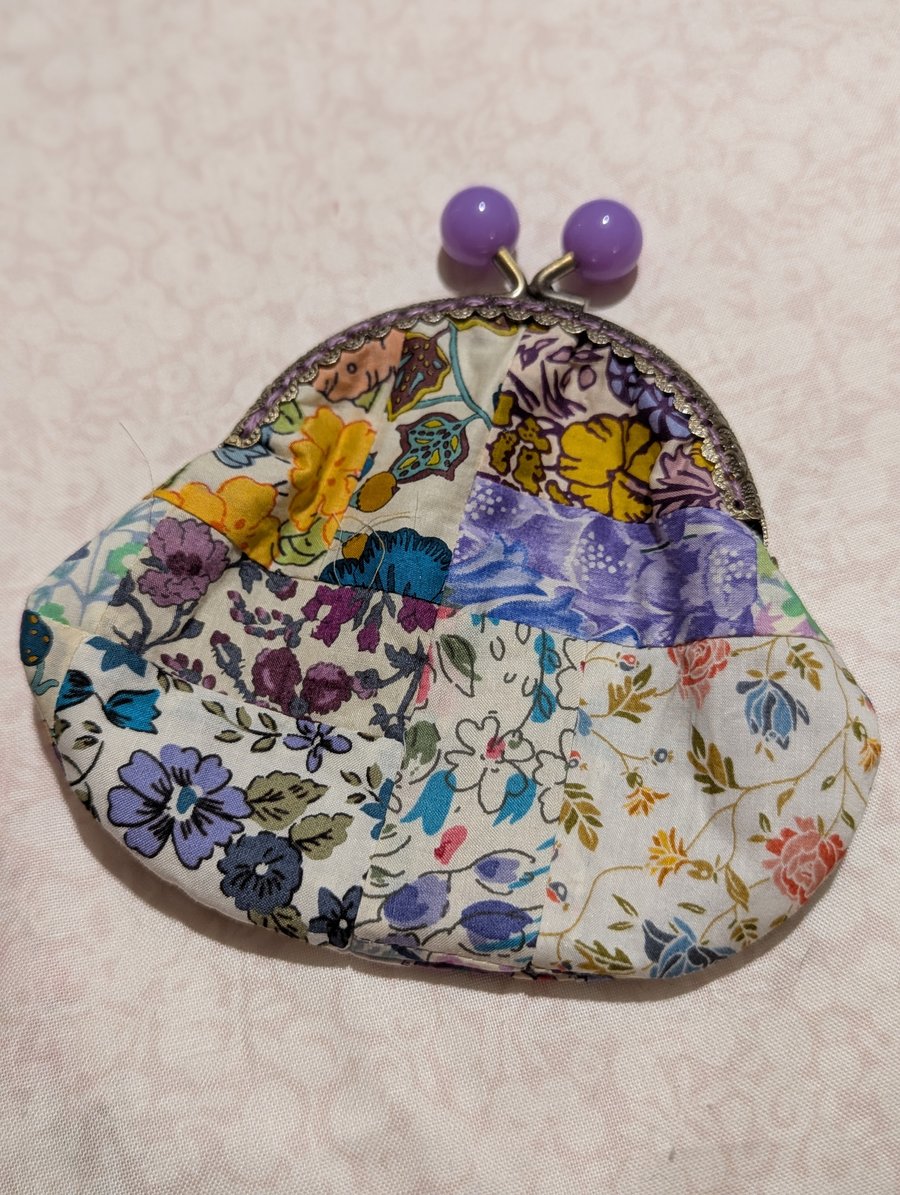 Liberty Print Bobble Top Purse - Purple