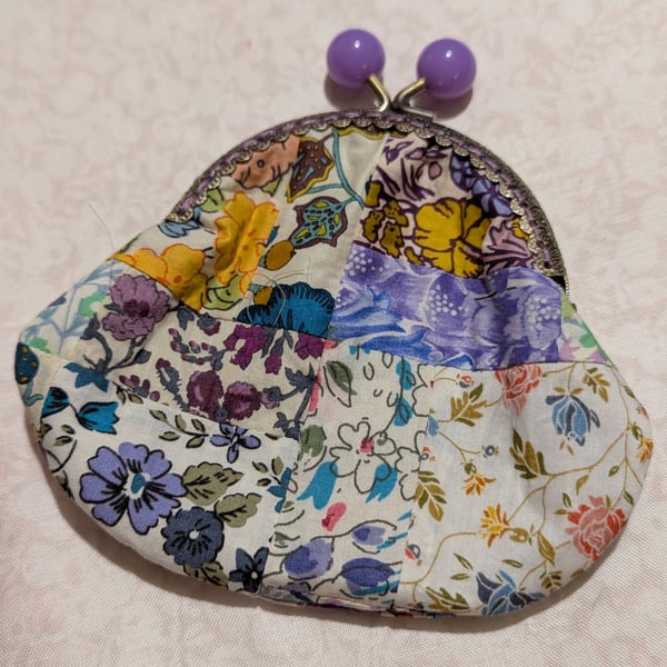 Liberty Print Bobble Top Purse - Purple