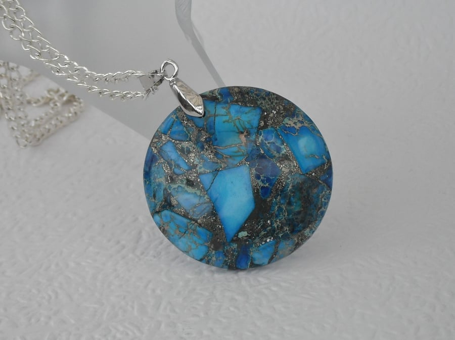 Blue gemstone 'mosaic effect' pendant necklace