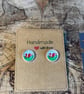 Wales Flag Stud Earrings - Handmade Jewellery - 1cm diameter