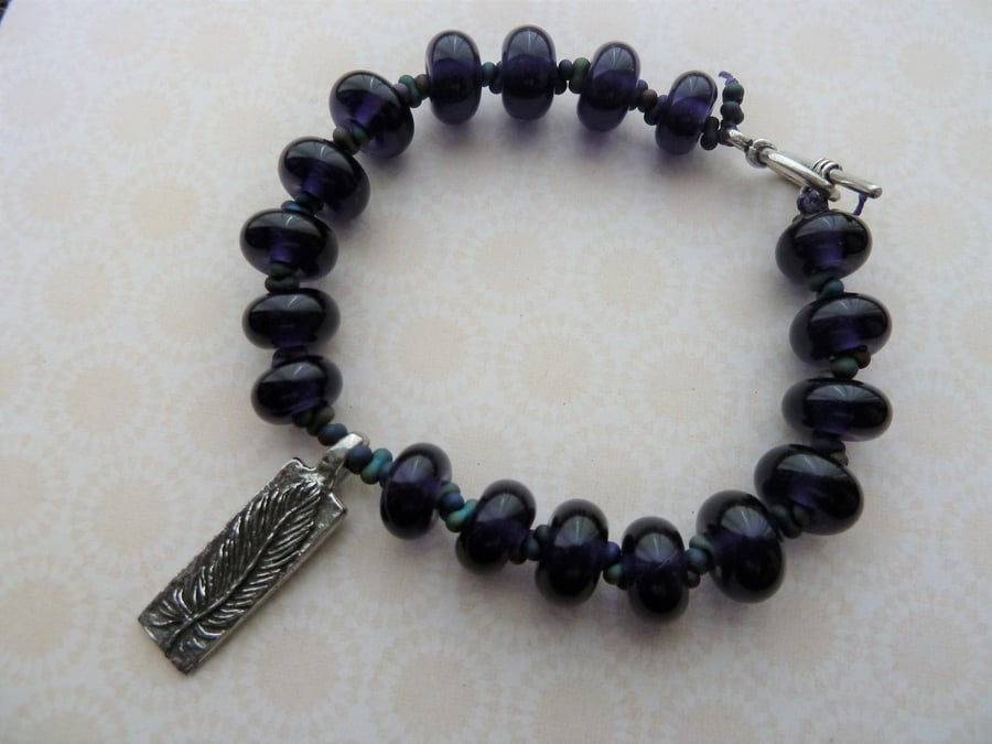 handmade lampwork feather bracelet