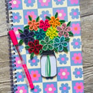 Stunning Handmade Quilled flowers Notebook & Pen Set  Size A5 