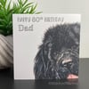 Newfoundland Card. Blank or personalised Newfie dog art card for any occasion.