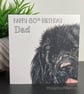 Newfoundland Card; Birthday, Blank or personalised Newfie dog art card. - Image 1