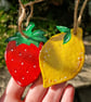 Fruit hanging decorations, Strawberry Decoration, Lemon decoration, Summer decor - Image 3