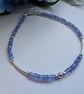 Dainty Tanzanite AA Grade Sterling Silver Noodle Style Bracelet