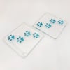 Boxed Set of 2 Fused Glass Coasters - Bubbly Pawprints Design