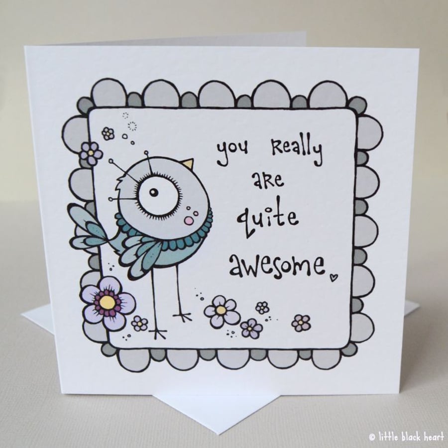 quite awesome - greetings card (blue)