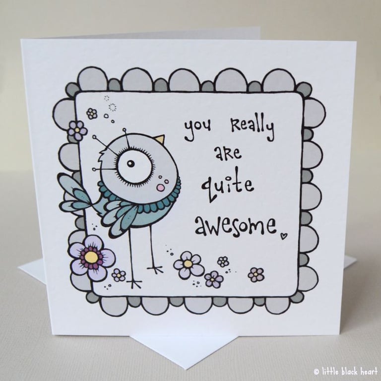 quite awesome - greetings card (blue)