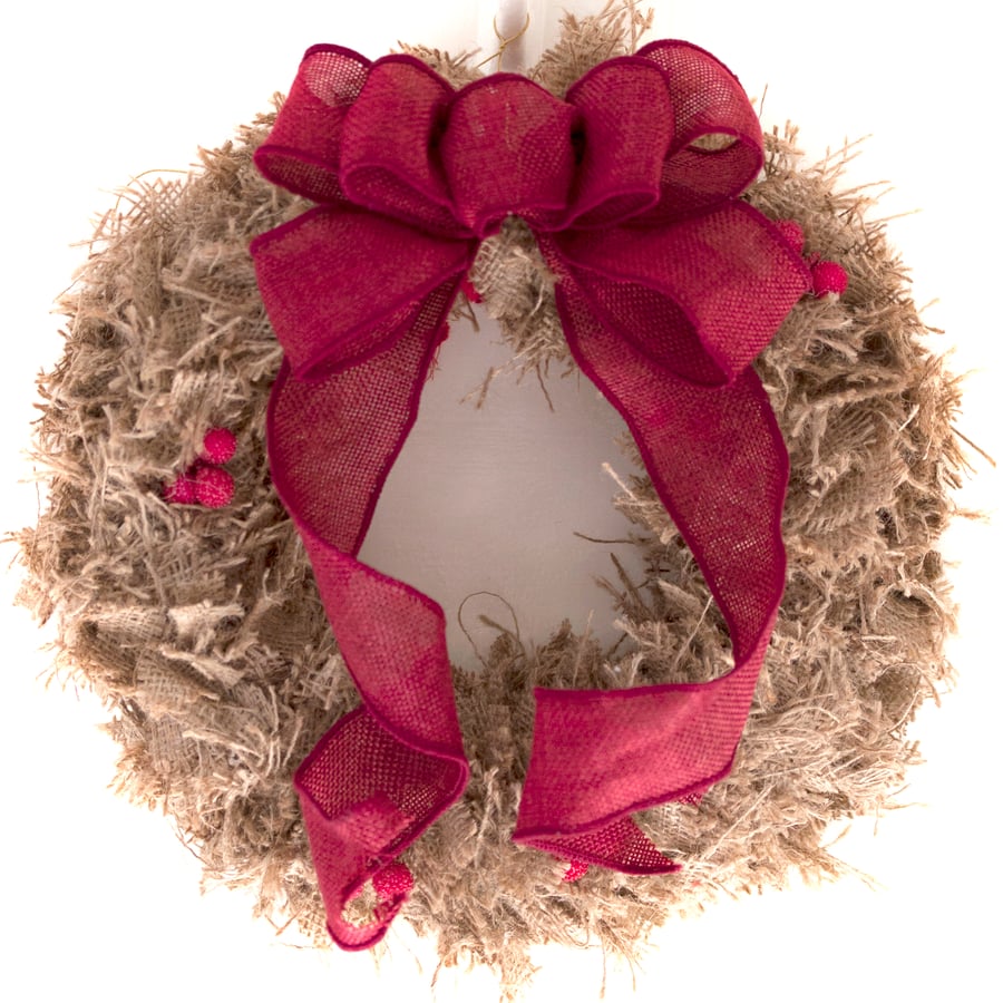Small Burlap Christmas Wreath