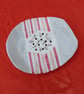 Ceramic soap dish with pastel red and peach stripes - Image 2