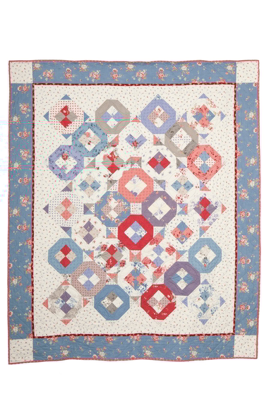 Old Rose Patchwork Quilted Bedspread