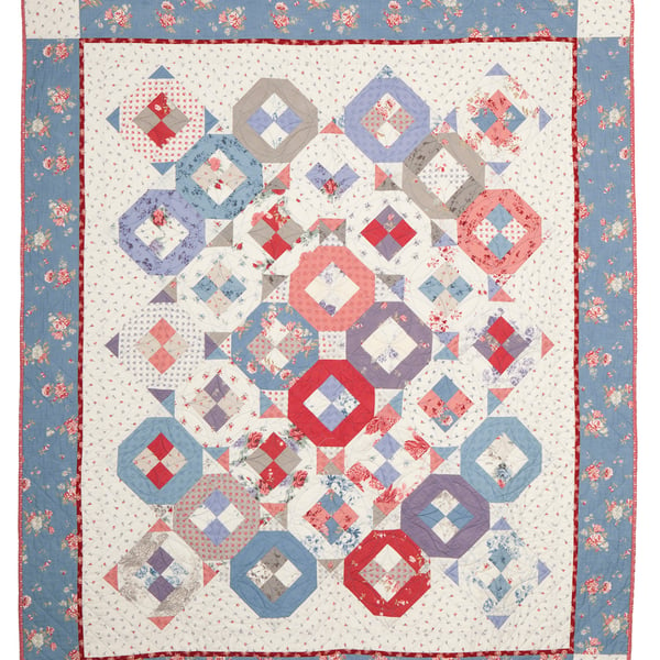 Old Rose Patchwork Quilted Bedspread