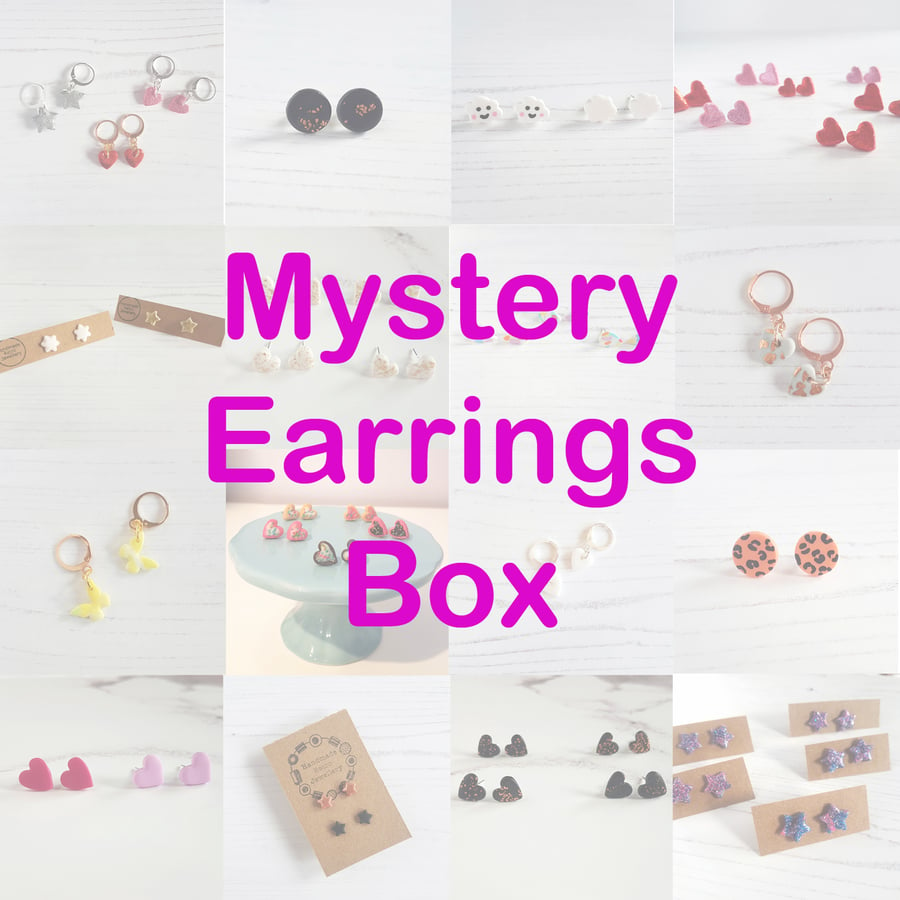 Mystery Earring box, surprise, studs and huggie hoops