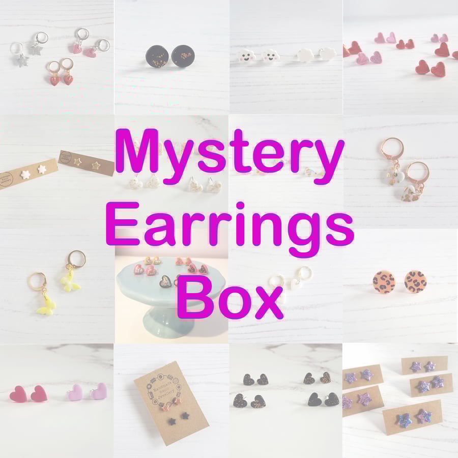Mystery Earring box, surprise, studs and huggie hoops